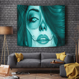 Calavera Fresh Look Design #3 Wall Tapestry (Ice Blue Aquamarine) - FREE SHIPPING Calavera Fresh Look Design #3 Wall Tapestry (Ice Blue Aquamarine) - FREE SHIPPING