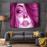 Calavera Fresh Look Design #3 Wall Tapestry (Pink Mystic Topaz) - FREE SHIPPING Calavera Fresh Look Design #3 Wall Tapestry (Pink Mystic Topaz) - FREE SHIPPING