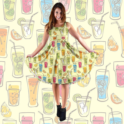 Cocktail Drinks Party Midi Dress (Yellow) - FREE SHIPPING Cocktail Drinks Party Midi Dress (Yellow) - FREE SHIPPING