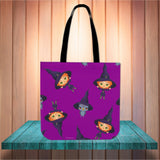 Cute Witches Halloween Trick Or Treat Cloth Tote Goody Bag (Purple) Cute Witches Halloween Trick Or Treat Cloth Tote Goody Bag (Purple)