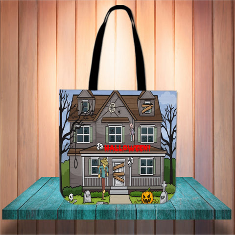 Derelict House Halloween Trick Or Treat Cloth Tote Goody Bag Derelict House Halloween Trick Or Treat Cloth Tote Goody Bag