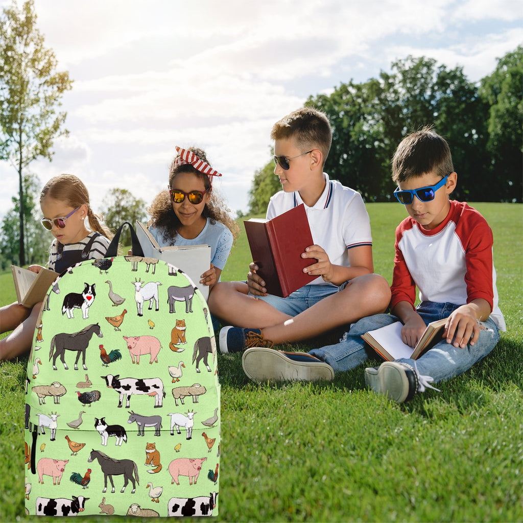 Farm Animals Design 1 Backpack Light Green FREE SHIPPING