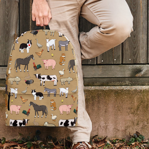 Farm Animals Design #1 Backpack (Tan) - FREE SHIPPING Farm Animals Design #1 Backpack (Tan) - FREE SHIPPING