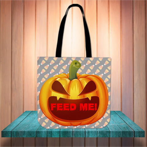 Feed Me Halloween Trick Or Treat Cloth Tote Goody Bag Feed Me Halloween Trick Or Treat Cloth Tote Goody Bag