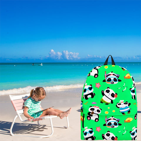 Cute Pandas Design #1 Backpack (Green) - FREE SHIPPING