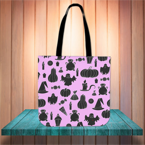 Halloween Icons Halloween Trick Or Treat Cloth Tote Goody Bag (Light Pink) Halloween Icons Halloween Trick Or Treat Cloth Tote Goody Bag (Light Pink)