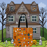 Halloween Pattern (Orange) Halloween Trick Or Treat Cloth Tote Goody Bag Halloween Pattern (Orange) Halloween Trick Or Treat Cloth Tote Goody Bag