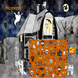 Halloween Pattern (Orange) Halloween Trick Or Treat Cloth Tote Goody Bag Halloween Pattern (Orange) Halloween Trick Or Treat Cloth Tote Goody Bag