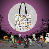 Halloween Pattern (White) Halloween Trick Or Treat Cloth Tote Goody Bag Halloween Pattern (White) Halloween Trick Or Treat Cloth Tote Goody Bag