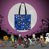 Halloween Pattern (Blue) Halloween Trick Or Treat Cloth Tote Goody Bag Halloween Pattern (Blue) Halloween Trick Or Treat Cloth Tote Goody Bag