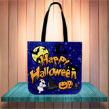 Happy Halloween Design #1 (Blue) Halloween Trick Or Treat Cloth Tote Goody Bag Happy Halloween Design #1 (Blue) Halloween Trick Or Treat Cloth Tote Goody Bag