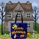 Happy Halloween Design #1 (Blue) Halloween Trick Or Treat Cloth Tote Goody Bag Happy Halloween Design #1 (Blue) Halloween Trick Or Treat Cloth Tote Goody Bag