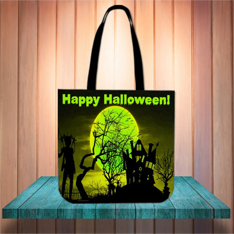 Happy Halloween Design #2 Halloween Trick Or Treat Cloth Tote Goody Bag Happy Halloween Design #2 Halloween Trick Or Treat Cloth Tote Goody Bag