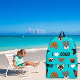 I Love Dogs Backpack (FPD Cyan) - FREE SHIPPING I Love Dogs Backpack (FPD Cyan) - FREE SHIPPING