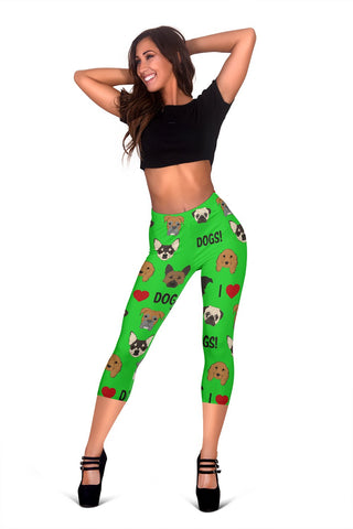 I Love Dogs Capri Leggings (FPD Green) - FREE SHIPPING I Love Dogs Capri Leggings (FPD Green) - FREE SHIPPING