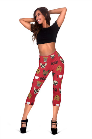 I Love Dogs Capri Leggings (Red) - FREE SHIPPING I Love Dogs Capri Leggings (Red) - FREE SHIPPING
