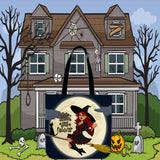 If The Broom Fits, Ride It Design #2 Halloween Trick Or Treat Cloth Tote Goody Bag If The Broom Fits, Ride It Design #2 Halloween Trick Or Treat Cloth Tote Goody Bag