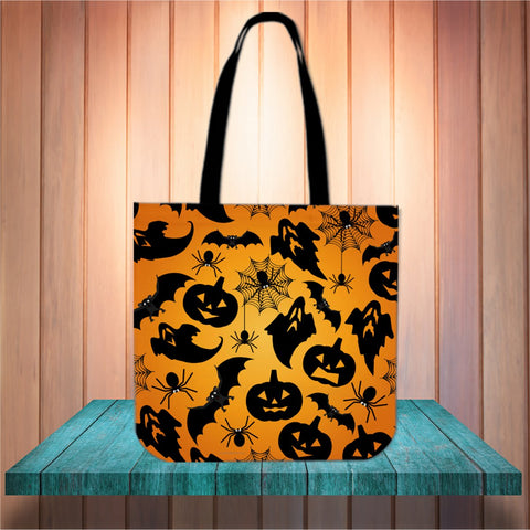 Pumpkins & Ghosts Halloween Trick Or Treat Cloth Tote Goody Bag Pumpkins & Ghosts Halloween Trick Or Treat Cloth Tote Goody Bag