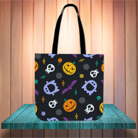 Pumpkins & Monsters (Purple) Halloween Trick Or Treat Cloth Tote Goody Bag Pumpkins & Monsters (Purple) Halloween Trick Or Treat Cloth Tote Goody Bag