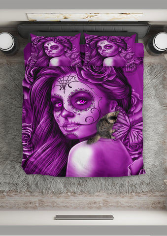 Calavera Fresh Look Design #2 Duvet Cover Set (Purple Night Owl Rose) - FREE SHIPPING Calavera Fresh Look Design #2 Duvet Cover Set (Purple Night Owl Rose) - FREE SHIPPING