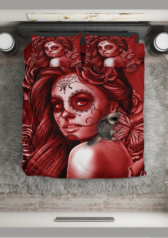 Calavera Fresh Look Design #2 Duvet Cover Set (Red Freedom Rose) - FREE SHIPPING Calavera Fresh Look Design #2 Duvet Cover Set (Red Freedom Rose) - FREE SHIPPING