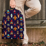Retro Robots Backpack (Dark Purple) - FREE SHIPPING Retro Robots Backpack (Dark Purple) - FREE SHIPPING