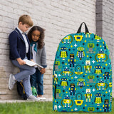 Retro Robots Backpack (Ocean Blue) - FREE SHIPPING