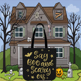 Say Boo And Scary On Halloween Trick Or Treat Cloth Tote Goody Bag Say Boo And Scary On Halloween Trick Or Treat Cloth Tote Goody Bag