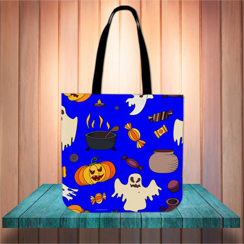 Spooky Stuff Halloween Trick Or Treat Cloth Tote Goody Bag (Blue) Spooky Stuff Halloween Trick Or Treat Cloth Tote Goody Bag (Blue)