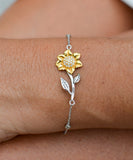 Sunflower Bracelet Engagement Gifts For Her, Betrothal Present For Goddaughter From Godfather, Espousal Jewelry From Male Sponsor