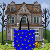 Witch Bats Halloween Trick Or Treat Cloth Tote Goody Bag (Blue) Witch Bats Halloween Trick Or Treat Cloth Tote Goody Bag (Blue)