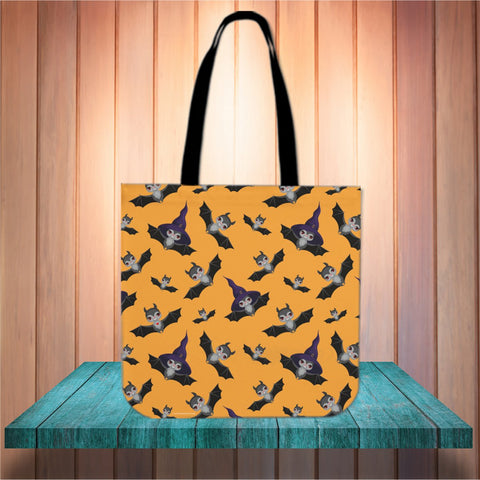 Witch Bats Halloween Trick Or Treat Cloth Tote Goody Bag (Orange) Witch Bats Halloween Trick Or Treat Cloth Tote Goody Bag (Orange)