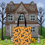 Witch Bats Halloween Trick Or Treat Cloth Tote Goody Bag (Orange) Witch Bats Halloween Trick Or Treat Cloth Tote Goody Bag (Orange)