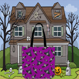Witch Bats Halloween Trick Or Treat Cloth Tote Goody Bag (Purple) Witch Bats Halloween Trick Or Treat Cloth Tote Goody Bag (Purple)