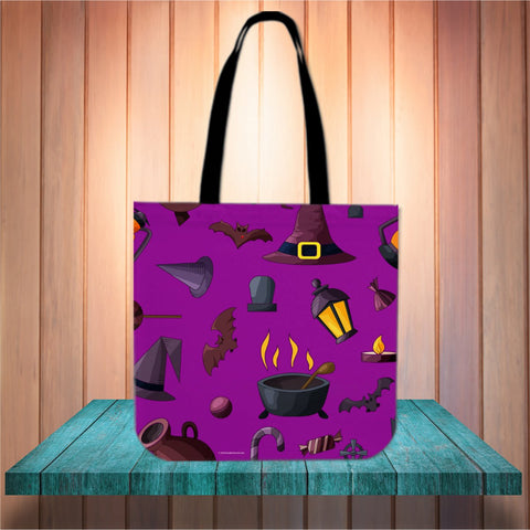 Witch's Stuff Halloween Trick Or Treat Cloth Tote Goody Bag (Purple) Witch's Stuff Halloween Trick Or Treat Cloth Tote Goody Bag (Purple)