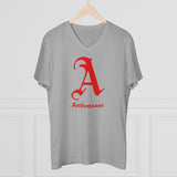 Scarlet Letter Antivaxxer Men's Organic Presenter V-neck Scarlet Letter Antivaxxer Men's Organic Presenter V-neck