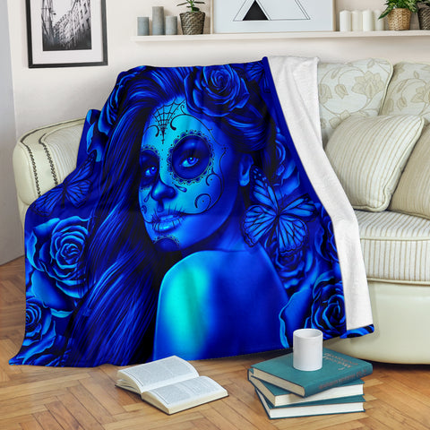 Calavera Fresh Look Design #2 Throw Blanket (Blue Elusive Rose) - FREE SHIPPING Calavera Fresh Look Design #2 Throw Blanket (Blue Elusive Rose) - FREE SHIPPING