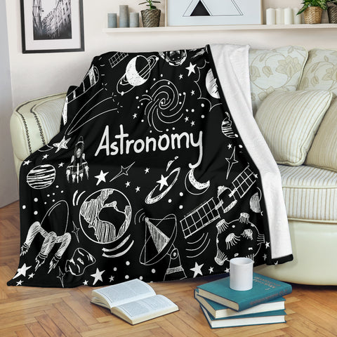 Astronomy Chalkboard Throw Blanket (Black) - FREE SHIPPING