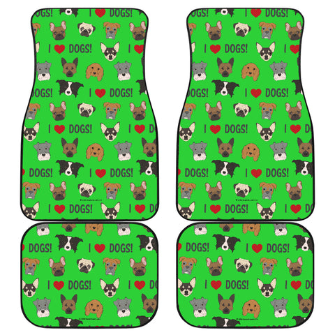 I Love Dogs Car Floor Mats (FPD Green, Front & Back) - FREE SHIPPING I Love Dogs Car Floor Mats (FPD Green, Front & Back) - FREE SHIPPING