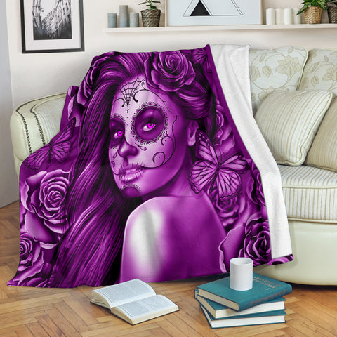 Calavera Fresh Look Design #2 Throw Blanket (Purple Night Owl Rose) - FREE SHIPPING Calavera Fresh Look Design #2 Throw Blanket (Purple Night Owl Rose) - FREE SHIPPING