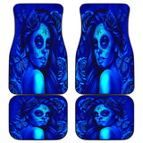 Calavera Fresh Look Design #2 Car Floor Mats (Blue Elusive Rose, Front & Back) - FREE SHIPPING Calavera Fresh Look Design #2 Car Floor Mats (Blue Elusive Rose, Front & Back) - FREE SHIPPING