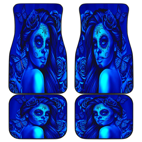 Calavera Fresh Look Design #2 Car Floor Mats (Blue Elusive Rose, Front & Back) - FREE SHIPPING Calavera Fresh Look Design #2 Car Floor Mats (Blue Elusive Rose, Front & Back) - FREE SHIPPING