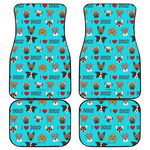 I Love Dogs Car Floor Mats (FPD Cyan, Front & Back) - FREE SHIPPING I Love Dogs Car Floor Mats (FPD Cyan, Front & Back) - FREE SHIPPING