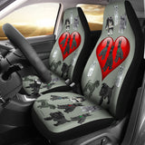 I Love Schnauzers Car Seat Covers (Heather Gray, With Heart)  - FREE SHIPPING I Love Schnauzers Car Seat Covers (Heather Gray, With Heart)  - FREE SHIPPING