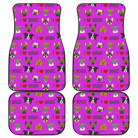 I Love Dogs Car Floor Mats (FPD Lilac, Front & Back) - FREE SHIPPING I Love Dogs Car Floor Mats (FPD Lilac, Front & Back) - FREE SHIPPING
