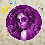 Calavera Fresh Look Design #2 Beach Blanket (Purple Night Owl Rose) - FREE SHIPPING Calavera Fresh Look Design #2 Beach Blanket (Purple Night Owl Rose) - FREE SHIPPING