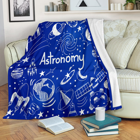 Astronomy Chalkboard Throw Blanket (Midnight Blue) - FREE SHIPPING