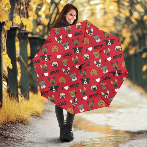 I Love Dogs Umbrella (Red) - FREE SHIPPING