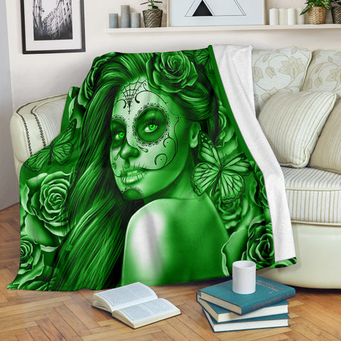 Calavera Fresh Look Design #2 Throw Blanket (Green Lime Rose) - FREE SHIPPING Calavera Fresh Look Design #2 Throw Blanket (Green Lime Rose) - FREE SHIPPING
