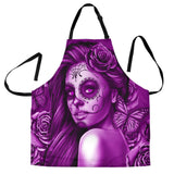 Calavera Fresh Look Design #2 Women's Apron (Purple Night Owl Rose) - FREE SHIPPING Calavera Fresh Look Design #2 Women's Apron (Purple Night Owl Rose) - FREE SHIPPING